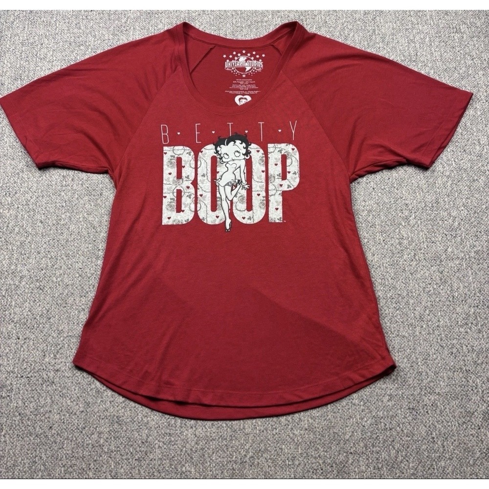 Vtg Universal Studios‎ Betty Boop Red Ladies T-shirt Red Shirt Sz Medium
